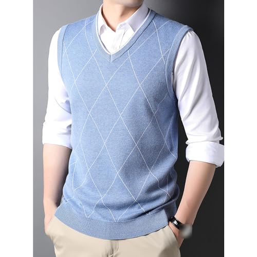 JEShifangjiusu Mens V-Neck Knitted Sweater Lightweight Sleeveless Pullover Knitwear Vest Solid Plain Loose Fit Sweater Tops2
