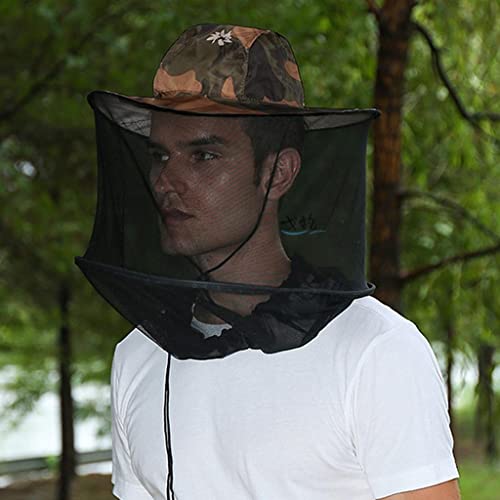 YIJU Apicultor Chapéu de terre Mosquiteiro Net Uv Chapéu de Malha de Proteção O Ar Livre, Camo Marro