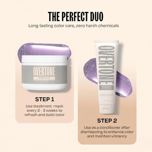 Image of Overtone Daily Color Depositing Conditioner: 4.5oz Temporary Coloring Conditioner w /Shea Butter & Coconut Oil, Refresh Color & Prevent Fading, Vegan & Cruelty-Free, Pastel Silver is Serene Silver