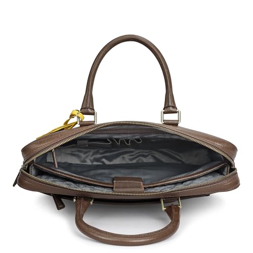 Image of Da Milano Leather Brown Laptop Bag for Men & Women | Laptop Messenger Bag | Fits Up To 15 inch Laptop | Ideal for Office Purpose (10007B-M)