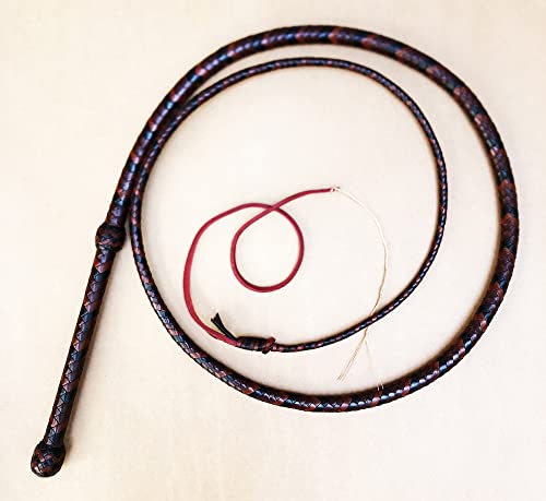 Equinelibrium Saddles 8 Plait Multi Colors Kangaroo Hide Leather Bullwhip, Target Bullwhip with 10