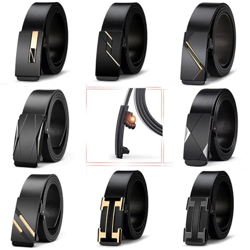 Leather Ratchet Automatic Belt for Men,Invisible Belt Tail,Business Casual Belt（Gift Box Included）2