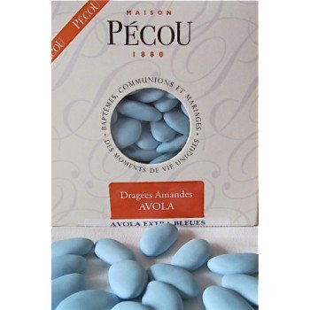 Pécou Dragées aux amandes Princesse d'Avola Bleu - 1 kg Soit Plus de 300 dragées