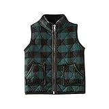 Toddler Unisex Baby Girl Boy Plaid Zipper Jacket Kids Sleeveless Fall Winter Warm Waistcoat Vest Poc