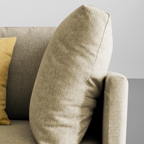 Image of Carina LHS 4 Seater L Shape Sofa Set with Center Table for Living Room (Cream Fabric) Premium Fabric Sofa