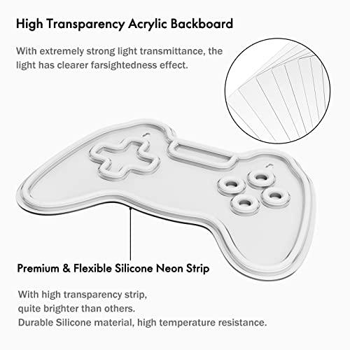 Cisteen Game Neon Sign, Gamepad Shape LED Neon Light Signs with Acrylic Board, USB Powered Game Room Decoration Wall Light - Image 4