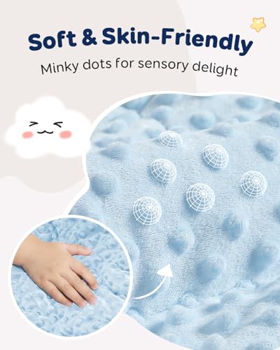 Image of Kivik Breathable Weighted Blanket (36 inchx48 inch, 3lbs), Ultra Soft Minky Dot Heavy Blankets, Reversible Cooling and Warm Blanket for All Seasons, Machine Washable, Light Blue