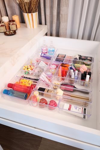 color house 24'lü Set Şeffaf Çekmece İçi Düzenleyici Modüler Makyaj Takı Kozmetik Organizer (Sert Plastik) Şeffaf Tek Ebat - Görsel 1