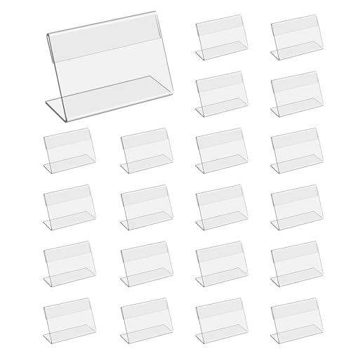20 Piezas Expositor Metacrilato Transparente, 6 x 4 cm Soporte de Escritorio, Porta Precio de Etiqueta, Transparente Portatarjetas Soporte de Exhibición de Letrero, para Oficina, Tienda, Restaurante