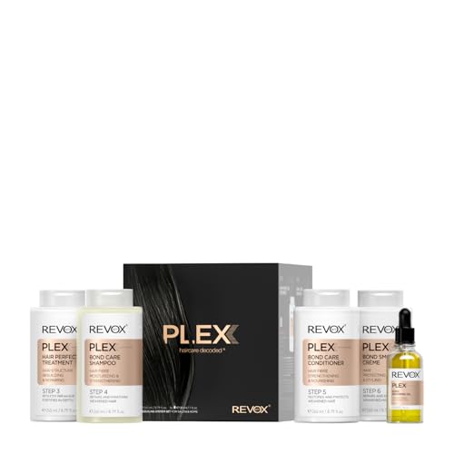 REVOX B77 - Set Cuidado Cabello, Incluye Plex Paso 3, 4, 5 y 6 + Aceite Capilar, Reconstrucción del Pelo para Casa y Peluquería, Hidratación Profunda Cabello, Melena Fuerte y Brillante