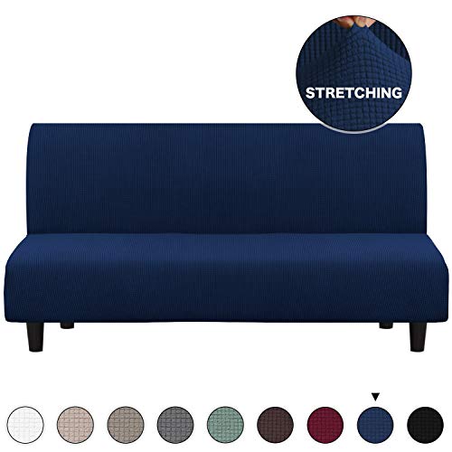 Turquoize Navy Blue Futon Slipcovers Spandex Jacquard Furnitue Cover/Lounge Cover, Machine Washable Spandex