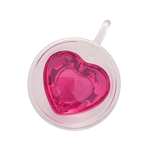 Lyor CJ 2 XÍCARAS P/CHÁ DUPLA PAREDE DE VIDRO BOROSSILICATO RESISTENTE A CALOR HEART 230ml