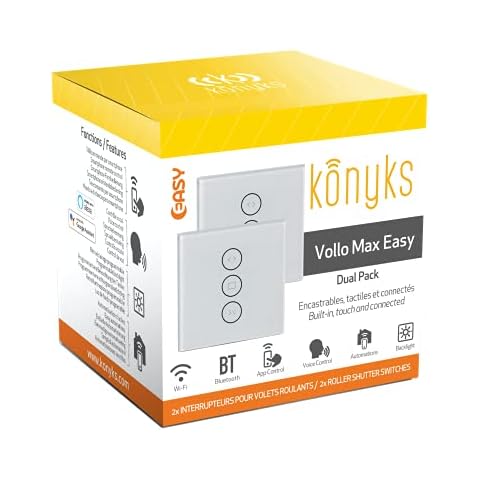 Konyks Vollo Max Easy Dual Pack - 2 Pieces Built-in Switch for Roller Shutters Wi-Fi + Bluetooth, Compatible with Alexa and Google Home Cover