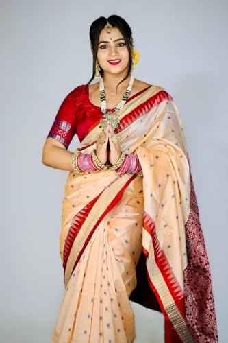 Image of NEW COLLECTION Women's Odisha Handloom Sambalpuri Pata Saree Temple Border Pasapalli Bomkai Buti Boyanika Design Saree Banarasi Soft Papa Silk Simple Ethnic Orissa Sari with Blouse Piece