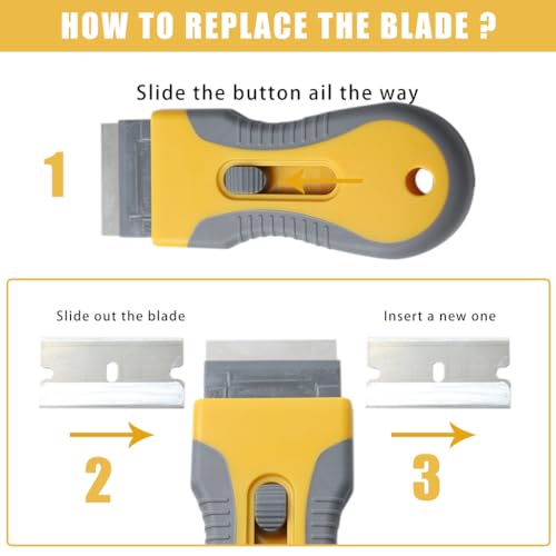 Image of HASTHIP Metal Scraper Tool, Retractable, 15Pcs Razor Blades for Stickers