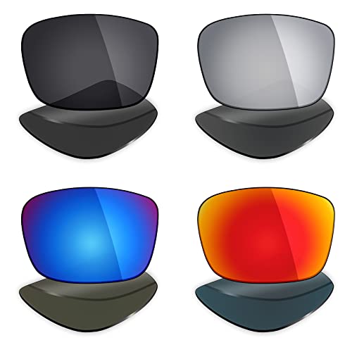 Image of Mryok 4 Pair Polarized Replacement Lenses for Spy Optic Helm Sunglass - Stealth Black /Fire Red /Ice Blue /Silver Titanium