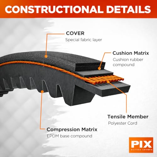 Image of PIX 3VX450 Narrow Cogged 3 /8 inch x 45 inch - Industrial Drive Belt for Air Compressors, Generators, Industrial Blowers, Pumps, Vacuum Systems and Heavy-Duty Power Transmission - Pack of 2