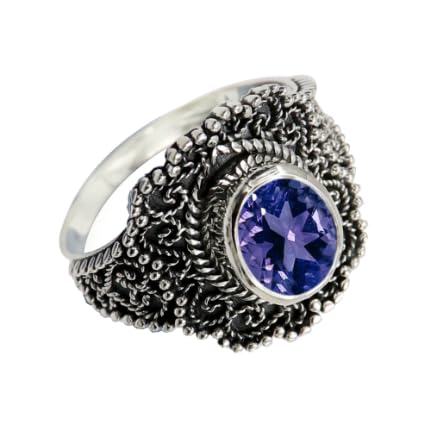 SILVERNROCK Tanzanite Lab Grown Gemstone Silver plated Meditation Ring Handmade For Men Women Jewelry ERG1137AV(US-10)