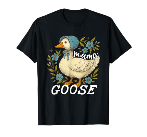 Floral Mama Goose Cute Silly Goose Mother's Day Womens T-Shirt