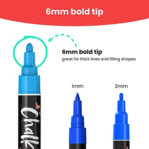 Chalkola Liquid Chalk Pens for Blackboard, Chalkboard, Whiteboard, Window, Labels, Glass, Board - Pack of 40 (Neon, Pastel & Metallic) Paint Colours - Wipeable Chalk Markers - 6mm Reversible Tip