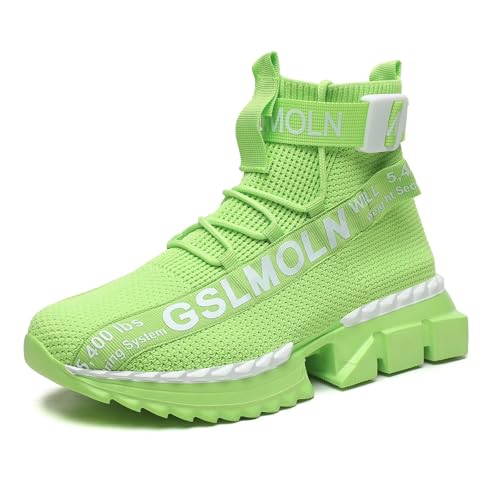 Image of Jakcuz Men's High Top Sneakers Plus Size Breathable Gym Athletic Running Walking Tennis Comfortable Fashion Platform Shoes