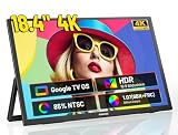 Portable Monitor 4K 18.4 Zoll, 3840x2160 UHD Tragbarer Monitor mit GTV OS & Halterung, HDR, 85% NTSC, USB C und HDMI Externer Bildschirm für Laptop/PC/PS5/4/Xbo/Phone/Spielkonsole, VESA Montierbar