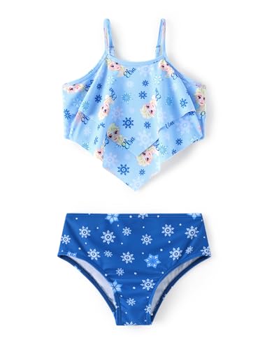 Image of Disney Frozen Elsa Stitch Moana Toddler Girls Two Pieces Ruffle Strap Bikini Top and Bottom Set Beach Swimsuit