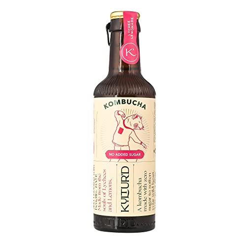 Image of KULTUR'D Kombucha (No Added Sugar) - Lychee Lemonade,Ginger Lemongrass,Elderflower Muskmelon,Pack Of 6|Fermented,All Natural,Gut Healthy Drink|6 X 220Ml|Vegan,Low Calorie,Zero Sugar - Black,1320 Ml