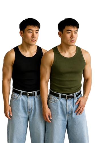 Image of Rockwell Men's Premium Cotton Vest - Sleeveless Gym Undershirt | Breathable, Stretchable & Skin-Friendly Innerwear for Everyday Comfort | Pack of 2 |301