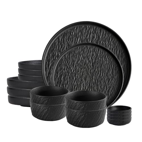 AOSIFIEL Plates and Bowls Sets Ceramic Dinnerware set for 4 Dish set