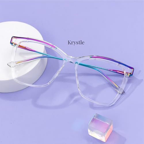 Image of Zeelool Oversized Frame Glasses for Women, Square eyaglasses frame with Non-prescription Clear Lens ZJGX999416