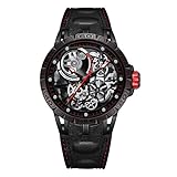 Luxus Stahlgehäuse OBLVLO LM Automatik Stahl Uhren Skeleton Zifferblatt Top-Marke Luxus-Armbanduhr Leder (LM-TBB)