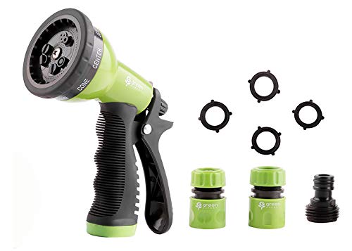 Green Expert Hose Nozzle Full Set with Quick Connectors 9 Adjustable Patterns Suit to Most Hoses Lightweight Water Sprayer Set for Pets Shower Car Wash Plants Watering Home Cleaning 479904