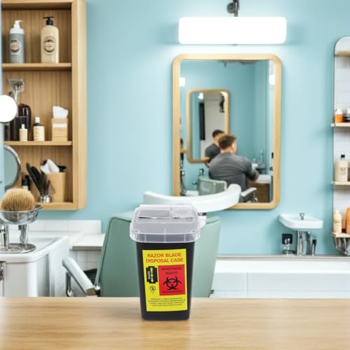 TOVINANNA 2 Stück Klingensammler - Sicherer Entsorgungsbox für gebrauchte Rasierklingen - Durchstichfester Abwurfbehälter für Barbershop, Tattoo Studio und Haushalt - Schwarz, 15.5 x 9.5 cm