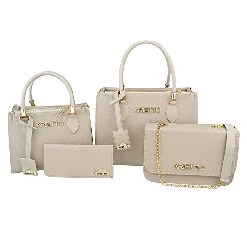 Kit Bolsas Feminina Conjunto 4 Peças Arietto Cor:Bege