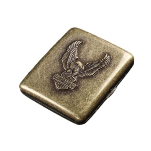 QDPJ 20 Zigarettenetui Retro Creative geprägte Bronze tragbare Zigarettenetui Dickes Metall mittleres Zigarettenetui für Männer(Harley Eagle) Cover