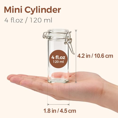 Image of ComSaf Small Glass Spice Jars with Airtight Lids 4oz 6 Pack with Labels | BPA-free food-grade glass, airtight lid, spice & herb storage, 4 oz tea jars, label rack fit