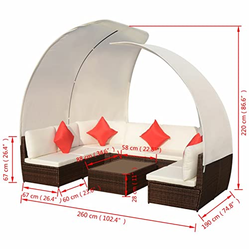 Chenshu 9-TLG. Garten-Lounge-Set mit Sonnendächern, Terassenmöbel Wetterfest, Loungemöbel Terrasse, Garten Sitzgruppe… – Bild 7