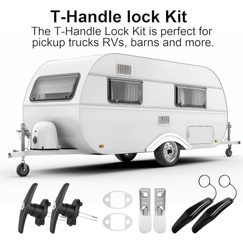 Image of T Handle Latch leer Truck Cap Lock Replacement Truck Cap Locking t-Handles- T Handle Latch Kit Truck Topper Lock /Camper Shells, Garage Doors, Truck Cap Accessories