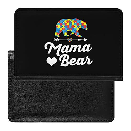Mama Bear - Funda para pasaporte para concienciación sobre el autismo, protector de pasaporte, tarjetero, accesorios de viaje