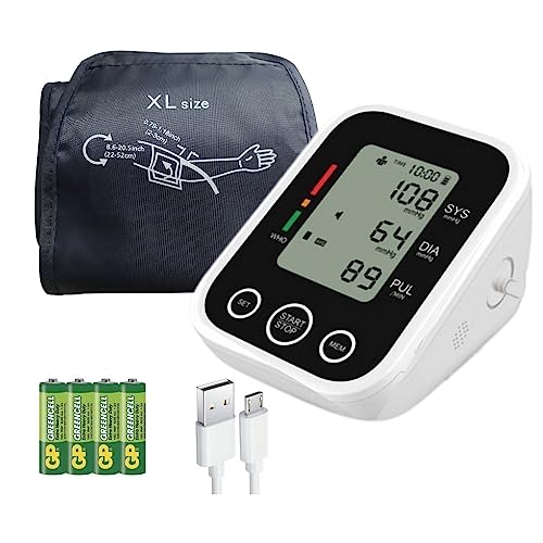Tensiometre bras avec brassard extra large (22-52 cm), Moniteur de tension artérielle automatique, Détecteur de Pulsations Cardiaques avec Bracelet extra large (22-52 cm)
