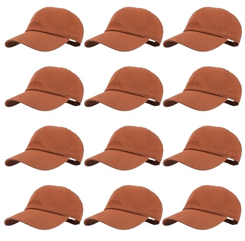 Image of Gelante Baseball Caps Hats 100% Cotton Plain Blank Adjustable Size Wholesale Bulk of 12 Pack