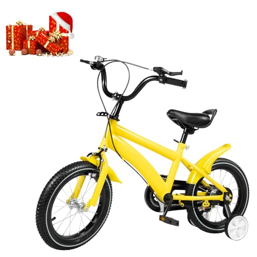 DHQCQL Vélo enfant 14 pouces réglable pour enfants avec protection de chaîne, vélos pour enfants...