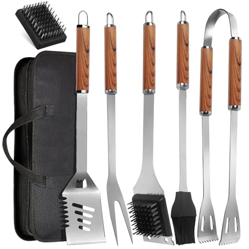 Lulizar BBQ Tools Set 7-in-1 with Storage Bag, Stainless Steel Grill Tool Set, Premium Complete Outdoor BBQ Utensils Set with Case, Barbeque Accessories for Men and Women Gift Lulizar BBQ Tools Set 7-in-1 with Storage Bag, Stainless Steel Grill Tool Set, Premium Complete Outdoor BBQ Utensils Set with Case, Barbeque Accessories for Men and Women Gift