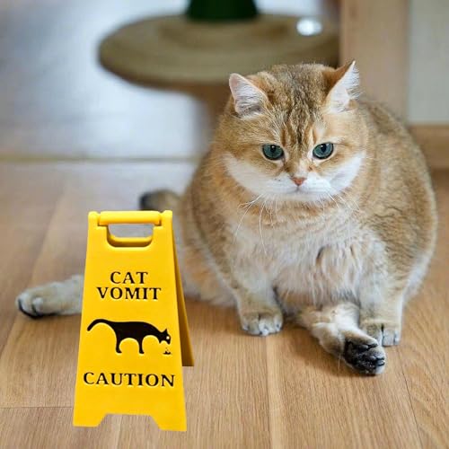 Katzen Kotzschild, 13cm Lustige Gag Katzen Hunde Kotz Warnschilder, Cat Dog Vomit Sign, Funny Cat Sign Decor, Warnschild für Erbrochenes Haustieren, Funny Gag Gift Für Katzen Hundeliebhaber