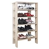 0 RICOO Schuhregal schmal und hoch 105x55x32cm Standregal Pressholz Eiche Sonoma Braun WM041-ES, Schuhständer mit 6 Ebenen, Schuhschrank offen, Schuhablagen Flur rack, Schuhablage klein, Schuhregale
