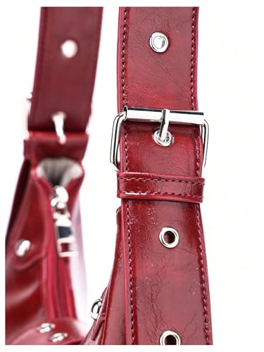 Verdusa Women's Y2k Purse Goth Handbag Studded PU Leather Clutch Handbag Boho Shoulder Bags3