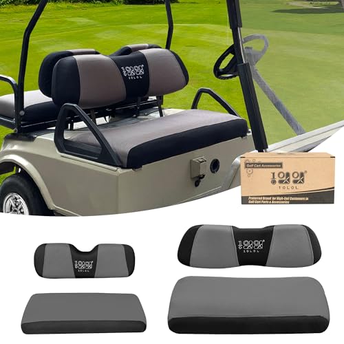 10L0L Golf Cart Front Rear Seat Coves for EZGO TXT RXV & Club Car DS 2000-up (Flat Backrest), 2+2 Passenger Models Seat Covers Kit, Washable Breathable 3D Air Mesh Polyester Fabric
