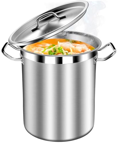 STOCKPOT Large Soup Pot with Lid - 40 Quart Stainless Steel Stockpots, Cooking Pots, Stock Pot with Lid, Big Pots for Cooking, Heavy Duty, Induction & Oven Safe