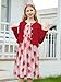 9T 10T Girl Dresses Red Strawberry Dress for Girls Casual Long Sleeve Cardigan School Outfits Size 9-10